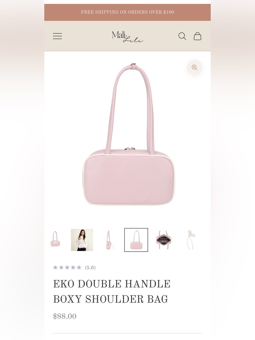 Mali and Lili Eko Double Handle Vegan Shoulder Bag - Lilac